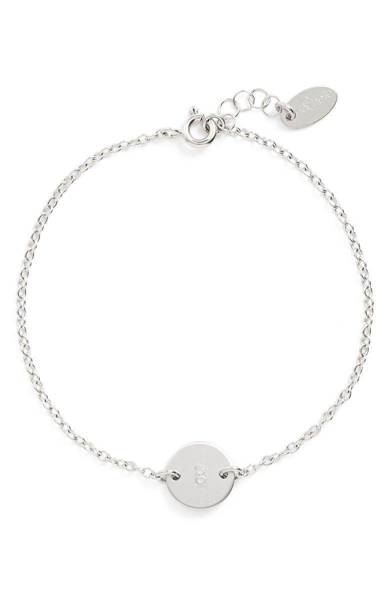 Nashelle Sterling Silver Mini Initial Disc Bracelet, Main, color, 