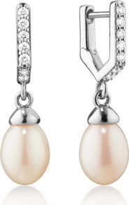 Monica Rich Kosann Freshwater Pearl Drop Huggie Hoop Earrings