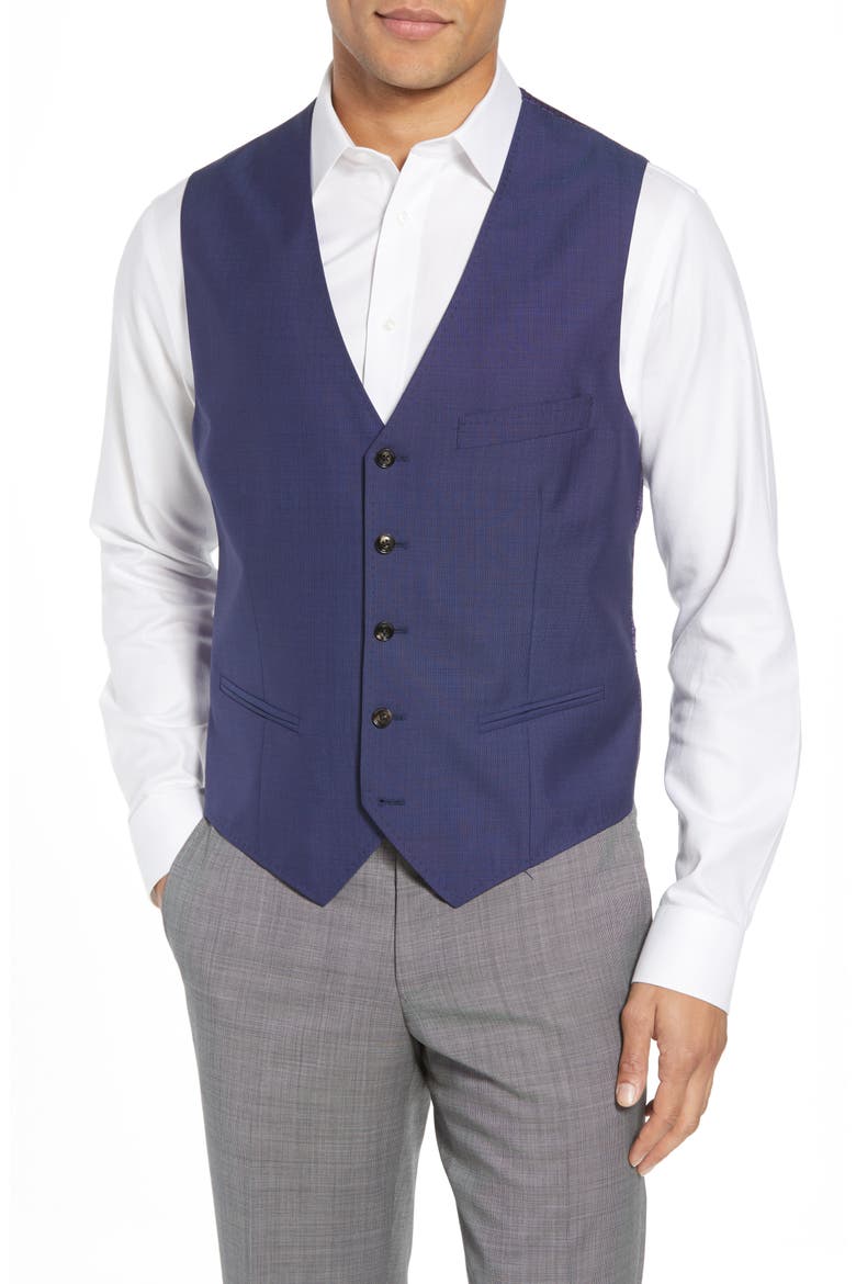 Troy Slim Fit Solid Wool Vest, Main, color, BLUE