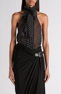 TOM FORD Polka Dot Scarf Neck Silk Chiffon Top