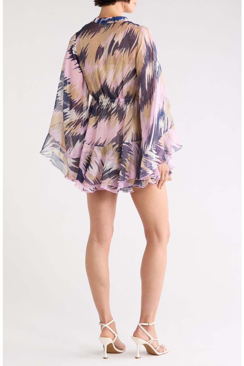Francesca Long Sleeve Linen & Silk Dress, Alternate, color, PALACE TIGER GIANT PINK