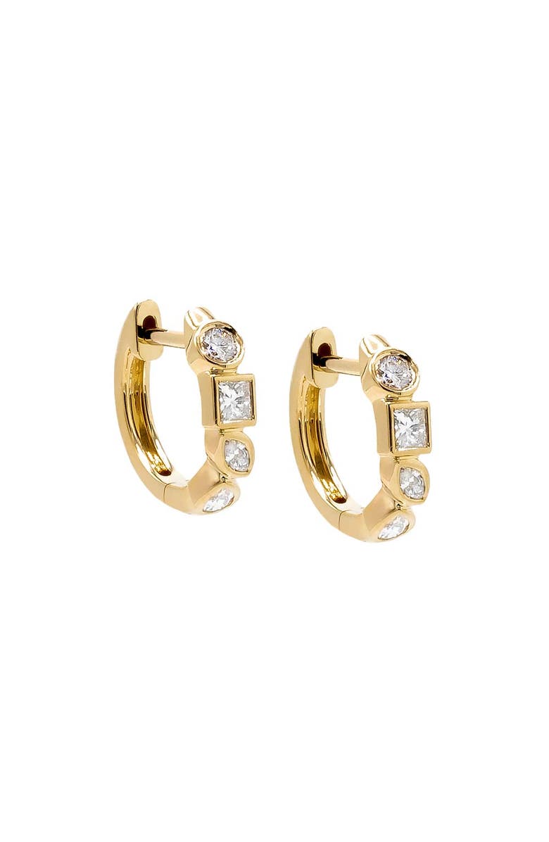 BY ADINA EDEN Diamond Multi Shape Bezel Huggie Earring 14K, Main, color, 