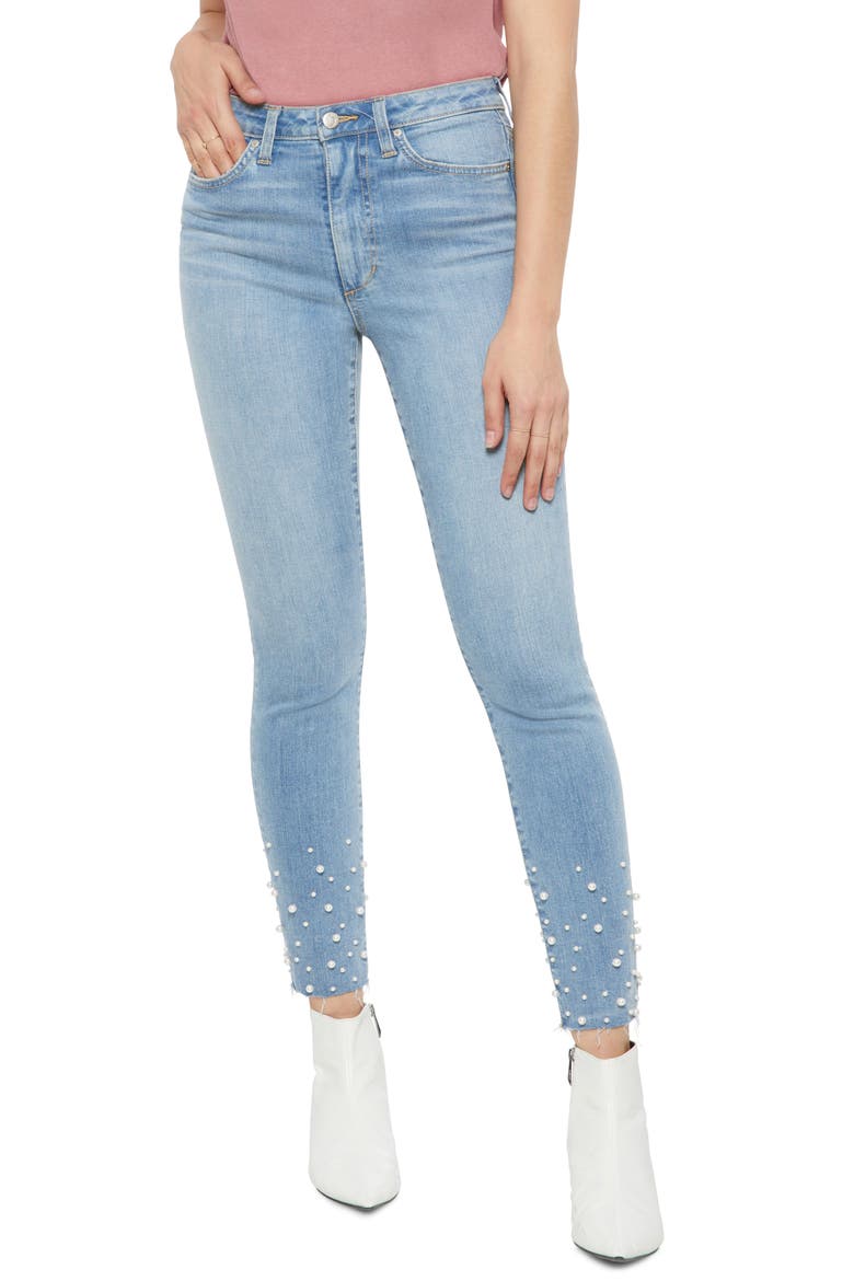 Flawless - Charlie Pearl Hem Ankle Skinny Jeans, Main, color, SISELY