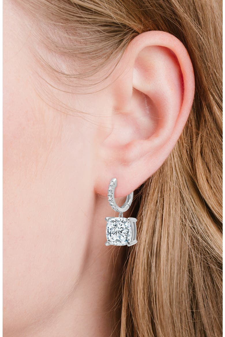 Cubic Zirconia Drop Earrings, Alternate, color, PURE PLATINUM/ CLEAR STONE