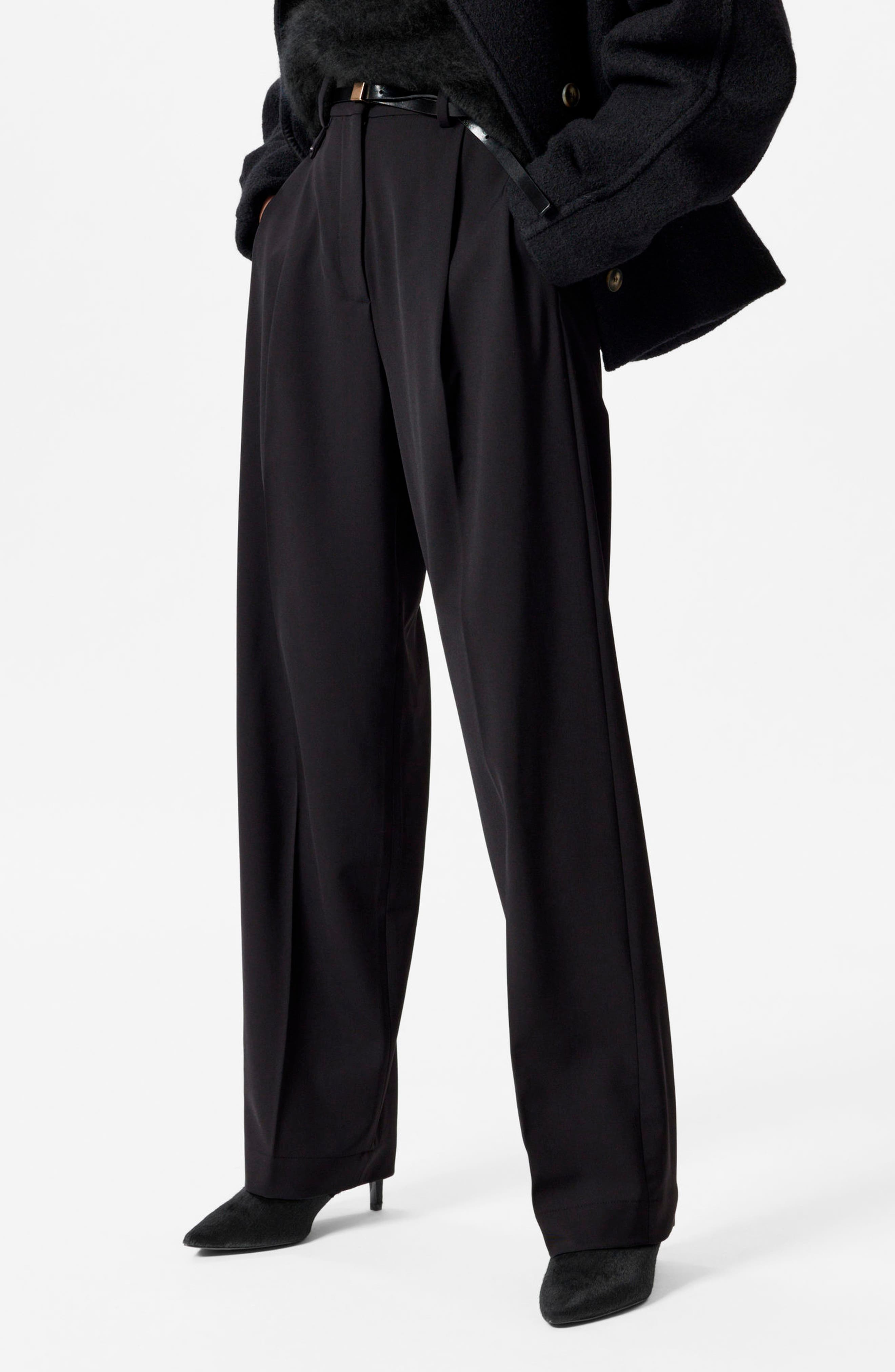 & Other Stories Creased Straight Leg Wool Blend Pants