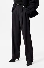 & Other Stories Creased Straight Leg Wool Blend Pants