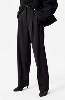 & Other Stories Creased Straight Leg Wool Blend Pants