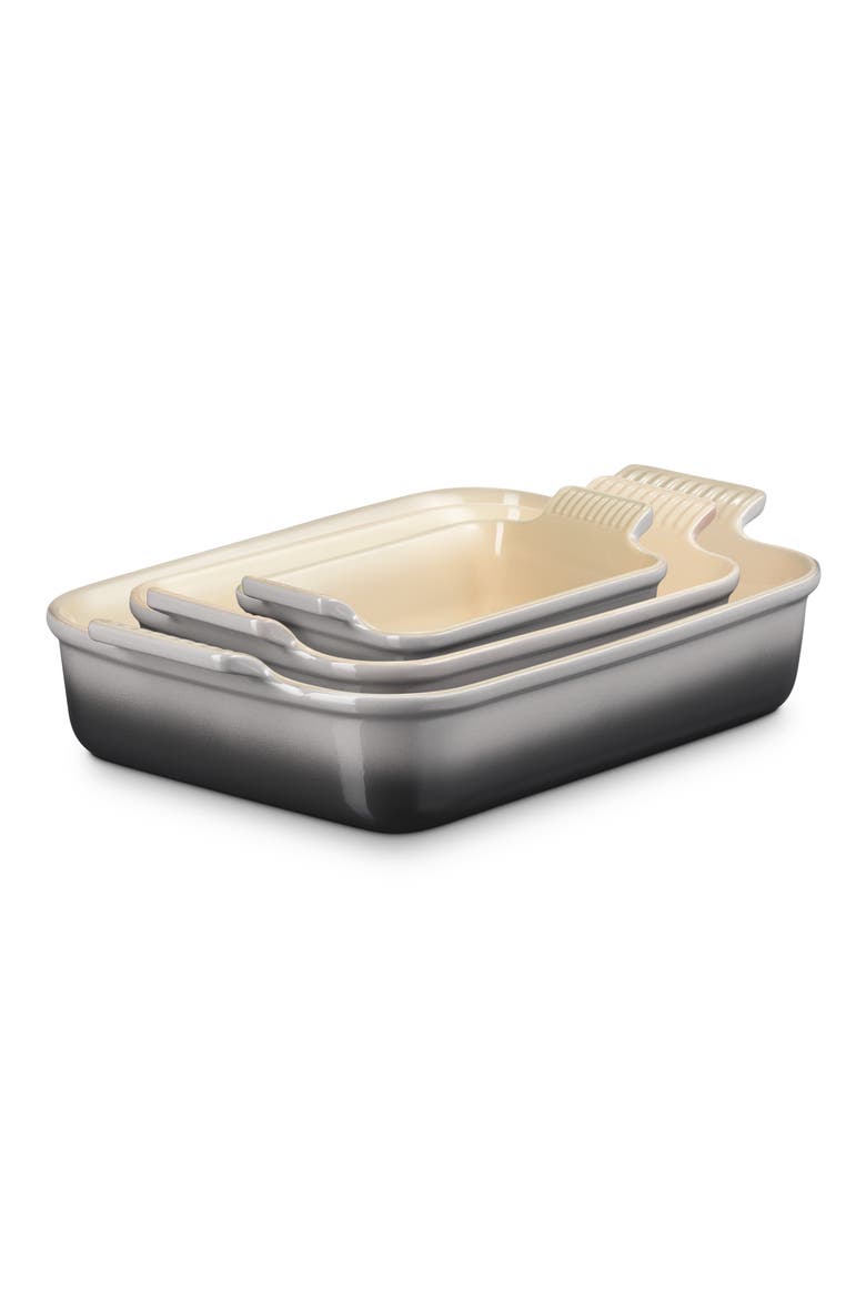 Heritage Set of 3 Rectangular Baking Dishes, Alternate, color, OYSTER