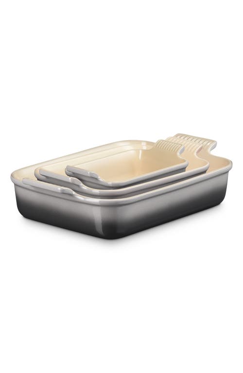 Le Creuset Heritage Set Of 3 Rectangular Baking Dishes In Oyster