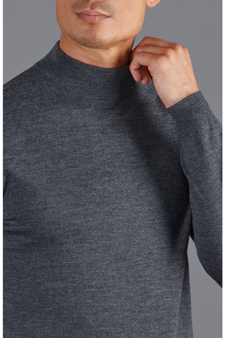 Merino Wool Mock Turtleneck Sweater, Alternate, color, Charcoal