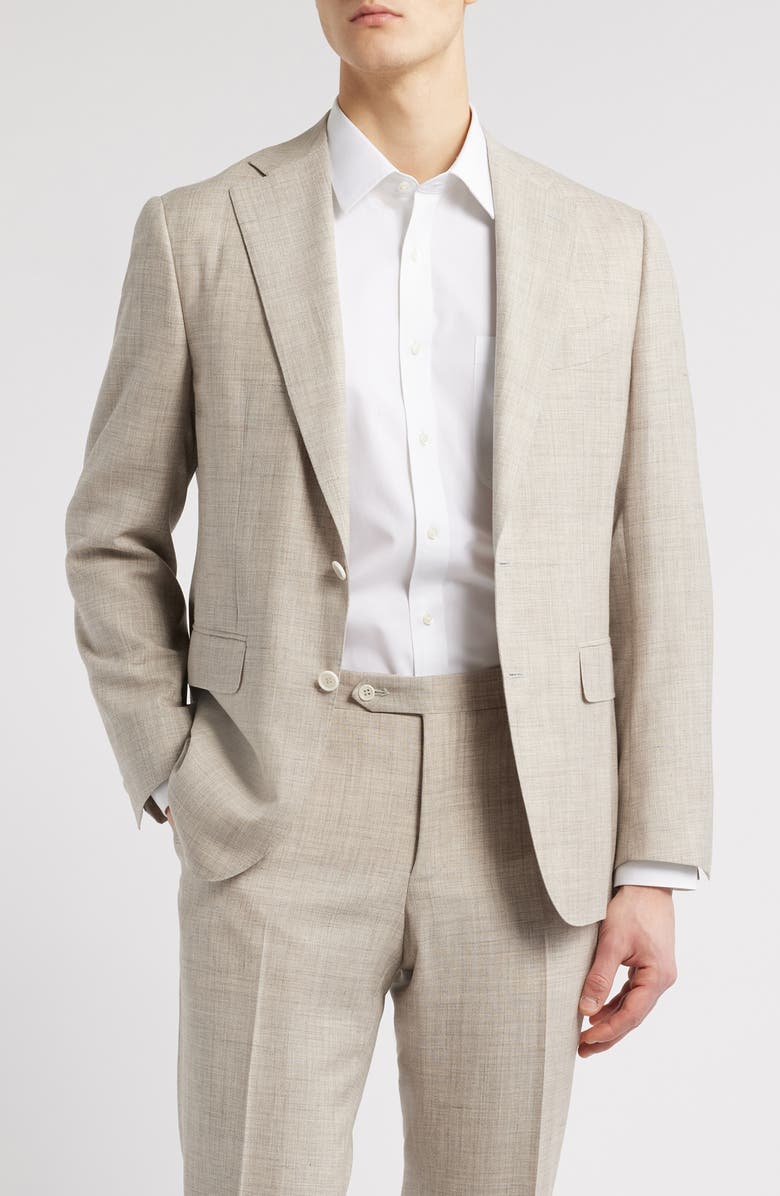 Canali Capri Trim Fit Slub Wool & Silk Blend Suit, Alternate, color, Beige