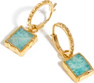 Missoma Amazonite Drop Pyramid Huggie Hoop Earrings