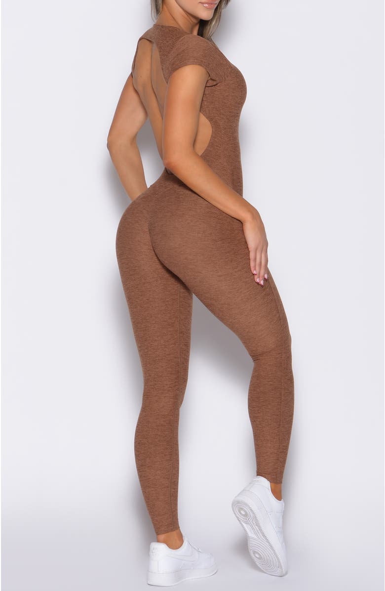 Bombshell Sportswear Open Back Tee Bodysuit, Alternate, color, Coffee Bean