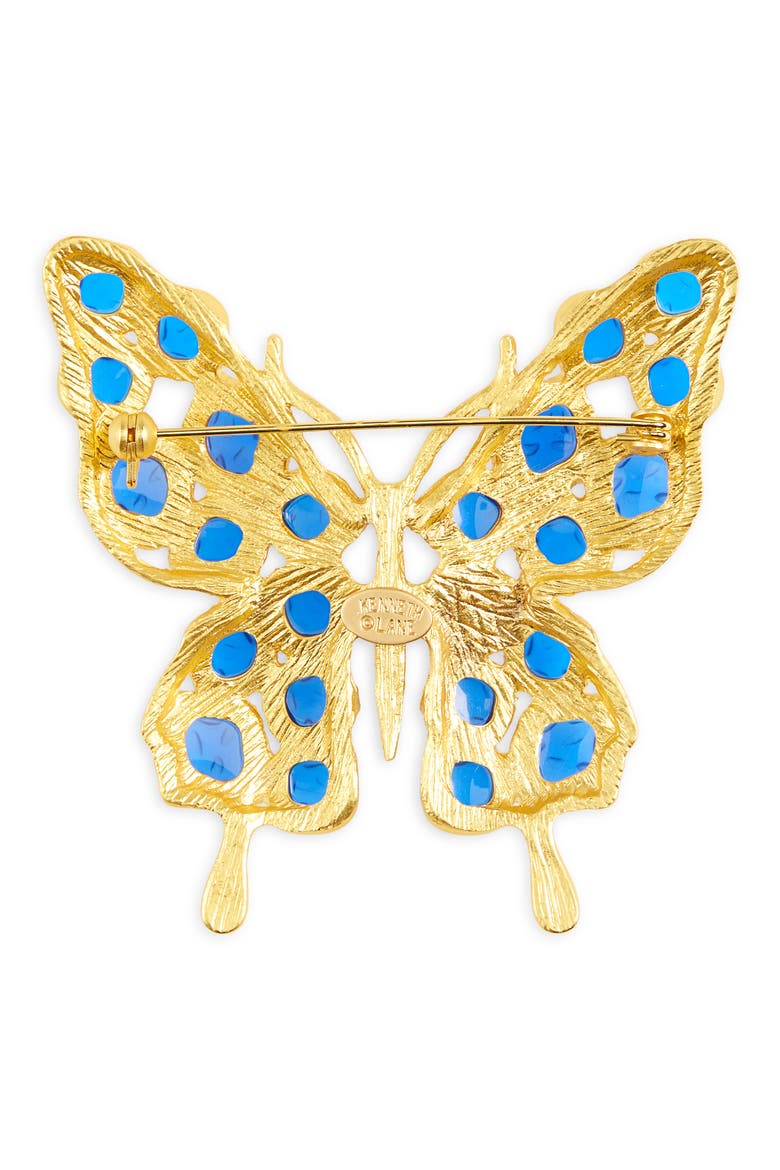 Blue Stone Butterfly Pin, Alternate, color, GOLD