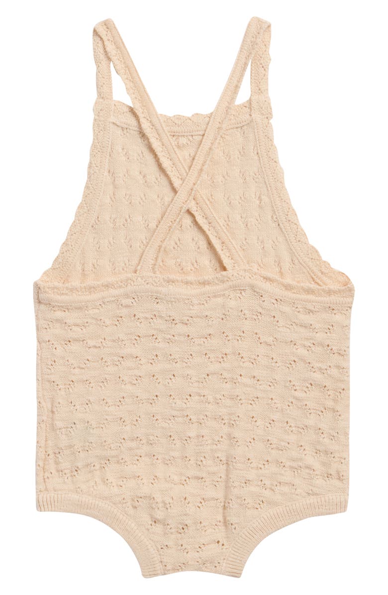 QUINCY MAE Annie Organic Cotton Pointelle Romper, Alternate, color, Ecru