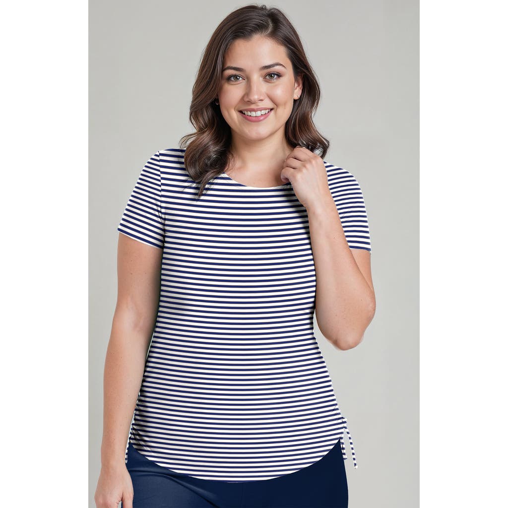Calypsa Short Sleeve Adele Swim Top In Blue