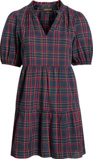 SUGARLIPS Chapman Plaid Puff Sleeve Dress