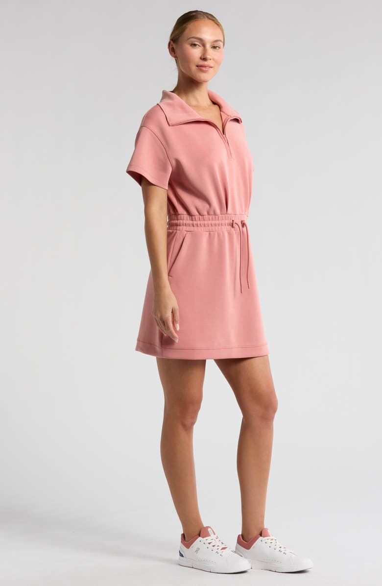 Zella Ultra Soft Knit Quarter Zip Dress, Alternate, color, Pink Desert