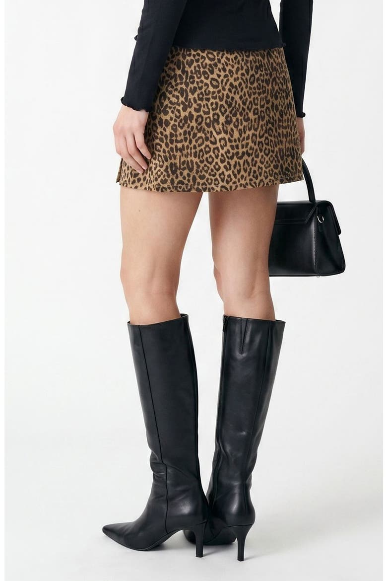 Nelly Leopard Print Stretch Cotton Miniskirt, Alternate, color, SILVER MINK AOP LEOPARD