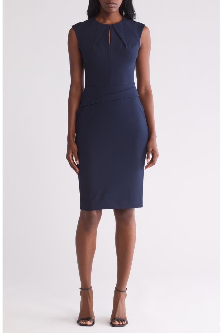 Keyhole Sheath Dress, Main, color, INDIGO