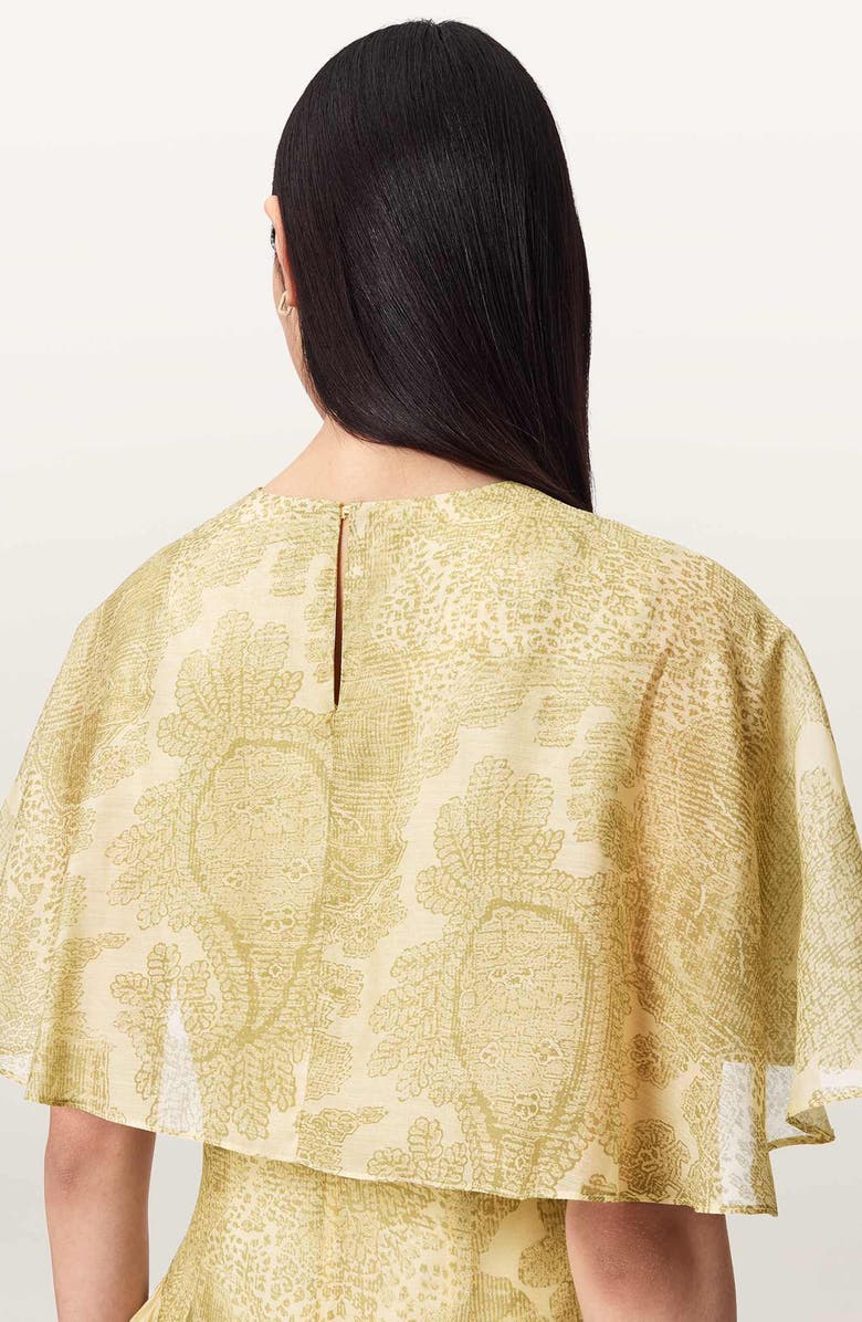 AllSaints Yanna Paisley Floral Tiered Minidress, Alternate, color, Joanne Gold Green