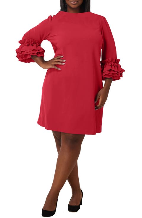 Ruffle Sleeve Sheath Dress (Plus Size)