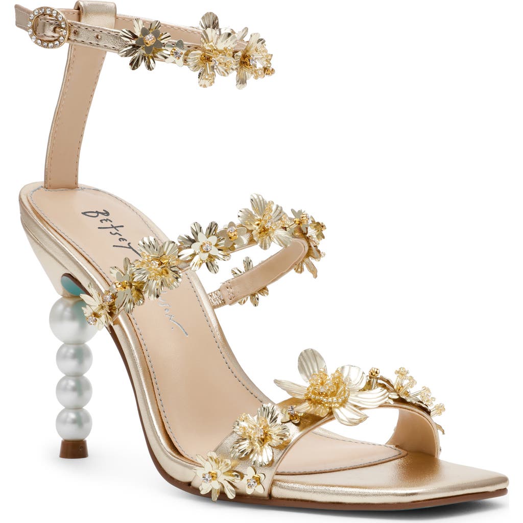 Betsey Johnson Lorra Sequin Ankle Strap Sandal In Gold