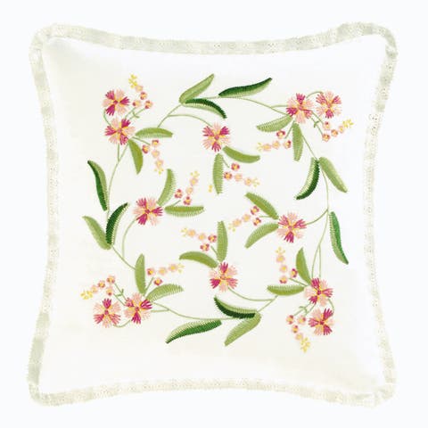 Primavera Embroidered Throw Pillow, 14" x 14"