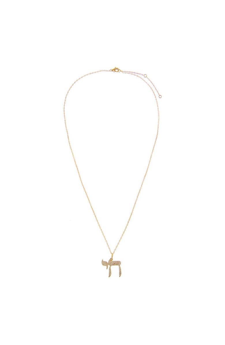 BY ADINA EDEN Diamond Large Pave Chai Pendant Necklace 14K, Alternate, color, 