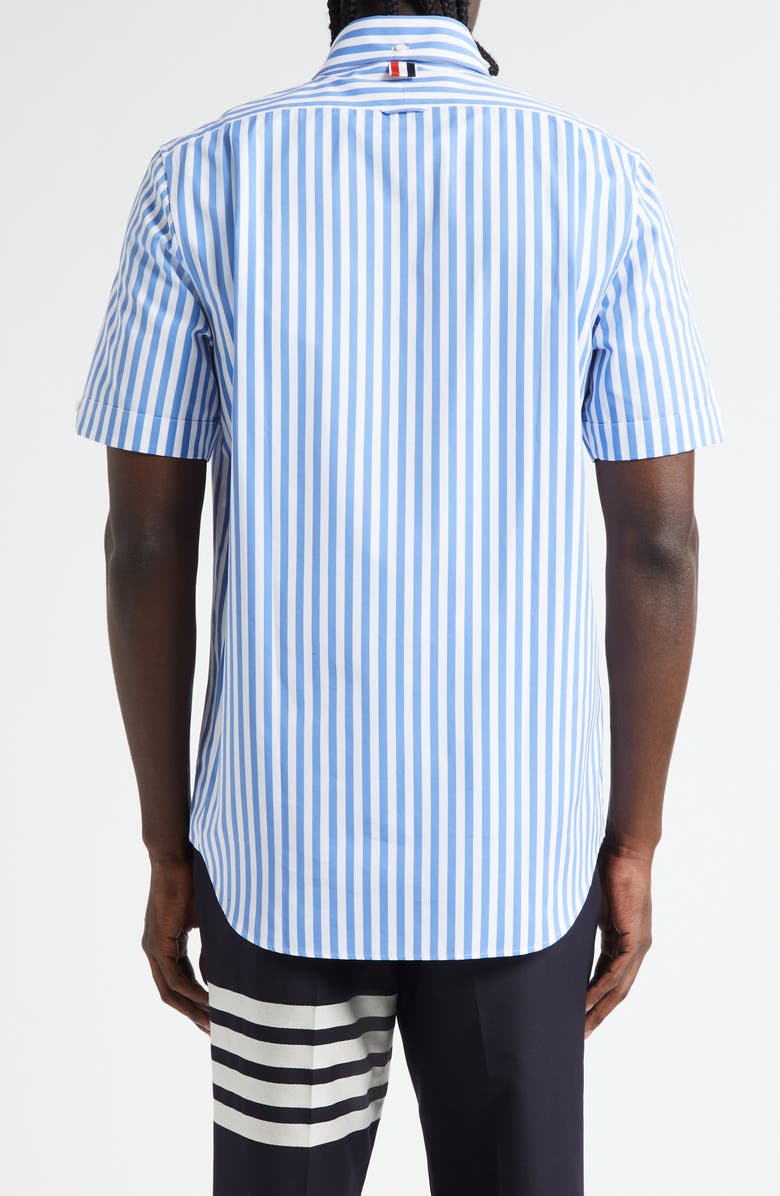 Thom Browne Straight Fit Stripe Button-Down Shirt, Alternate, color, Medium Blue