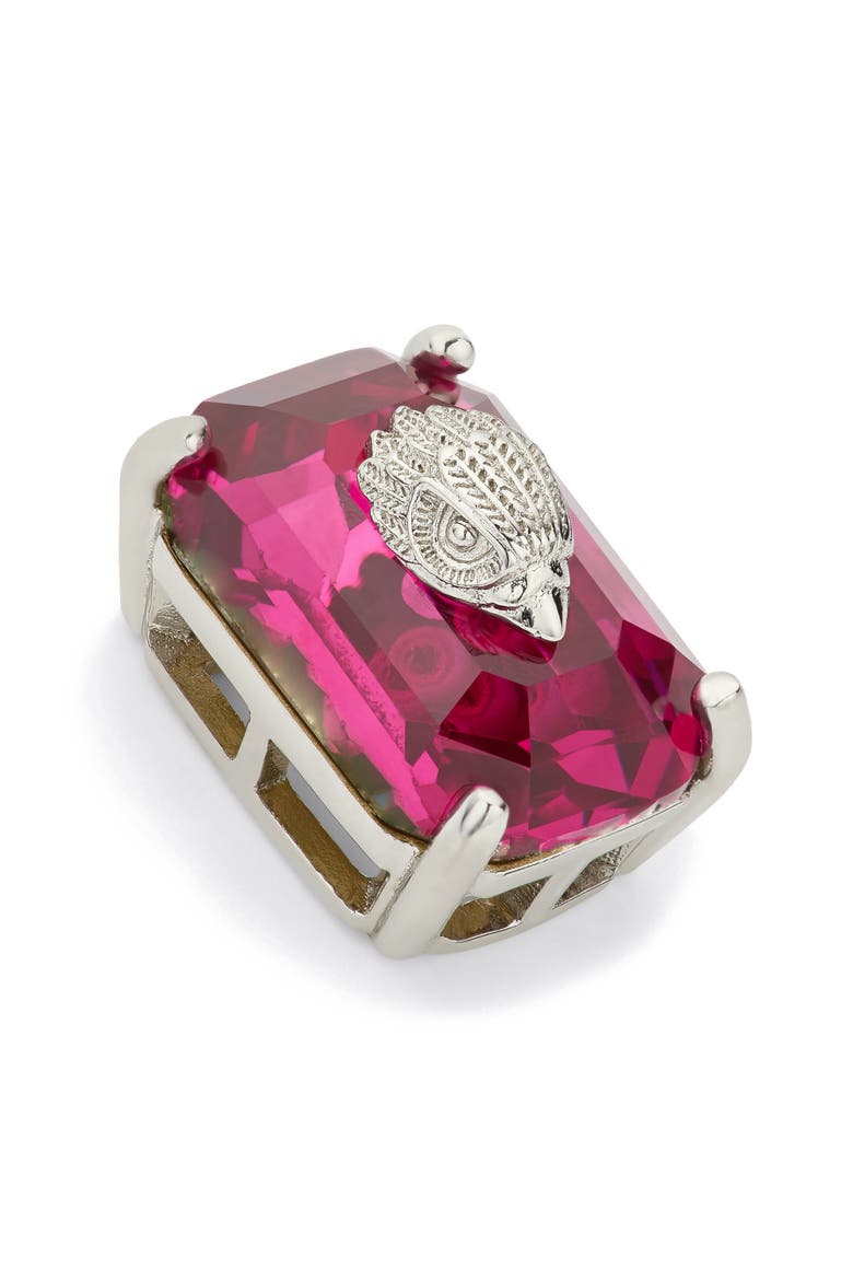 Emerald Cut Crystal Stud Earrings, Alternate, color, FUCHSIA