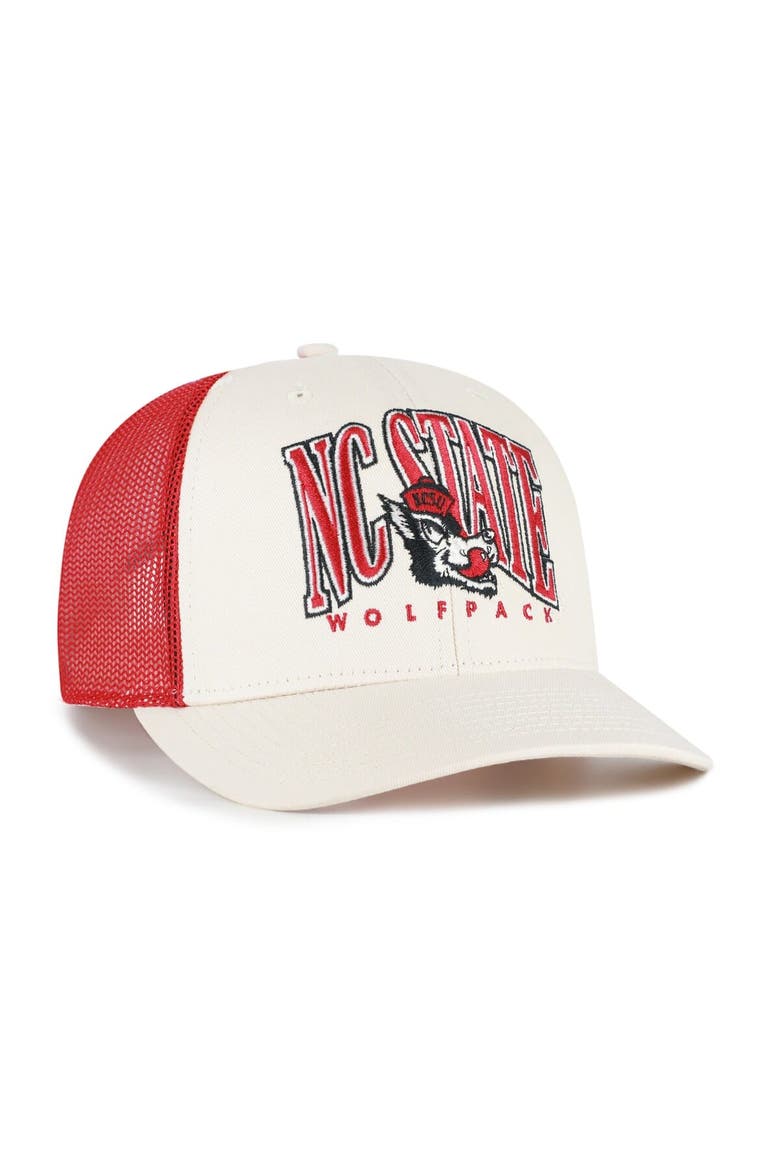 Men's '47  Natural NC State Wolfpack Drawbridge Trucker Adjustable Hat, Alternate, color, Natural