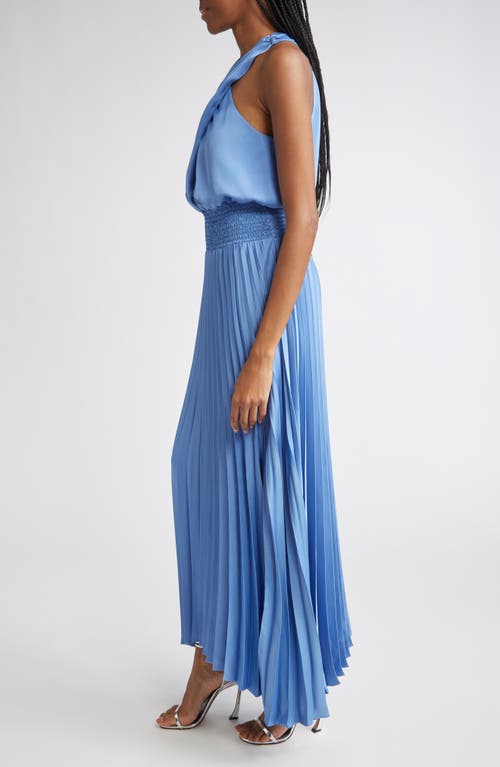 Ramy Brook Arina Pleated Maxi Dress In Blue