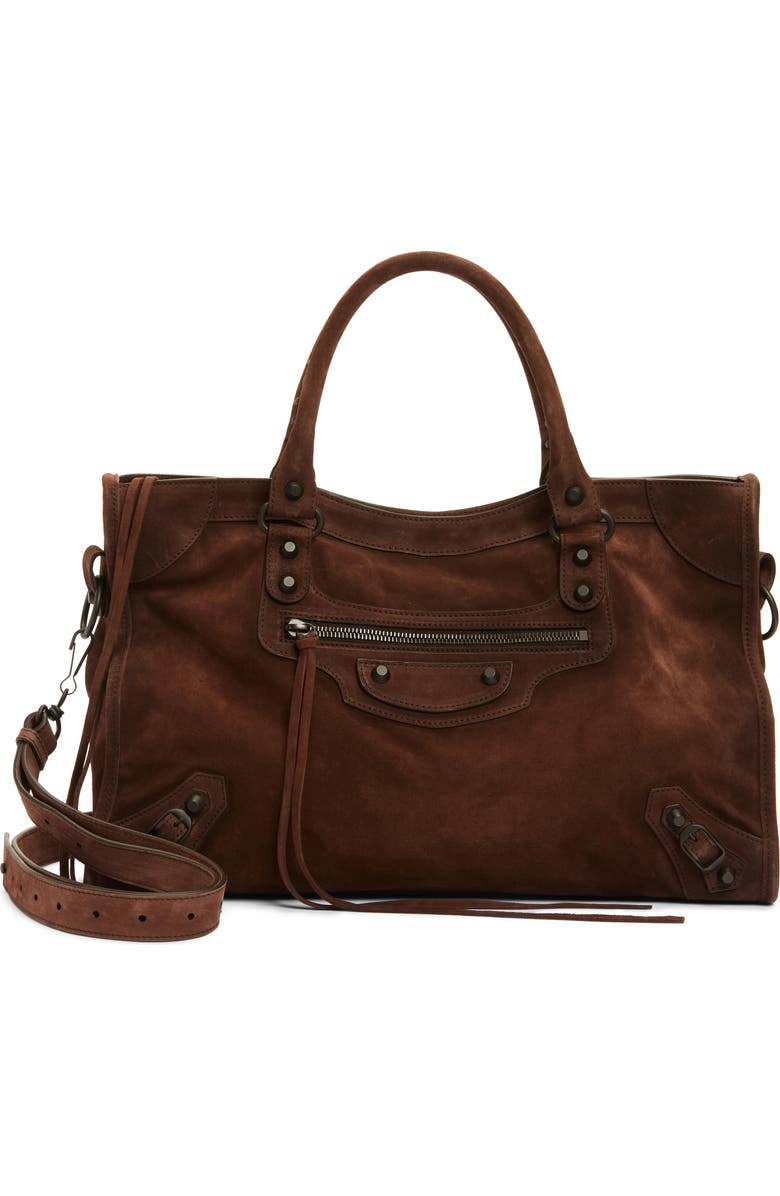 Balenciaga Medium Le City Suede Satchel, Main, color,