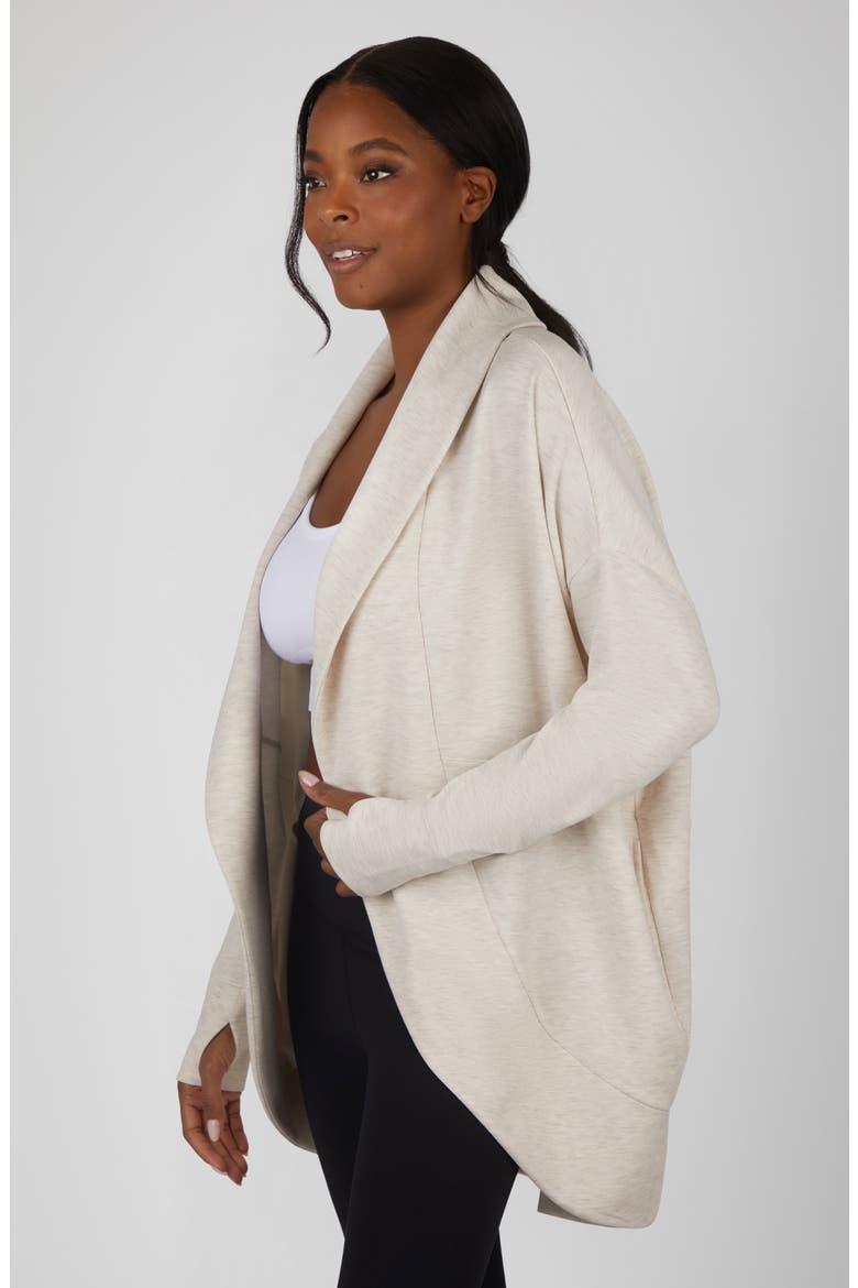 London Open Front Scuba Knit Cardigan, Alternate, color, HEATHER CRYSTAL GRAY