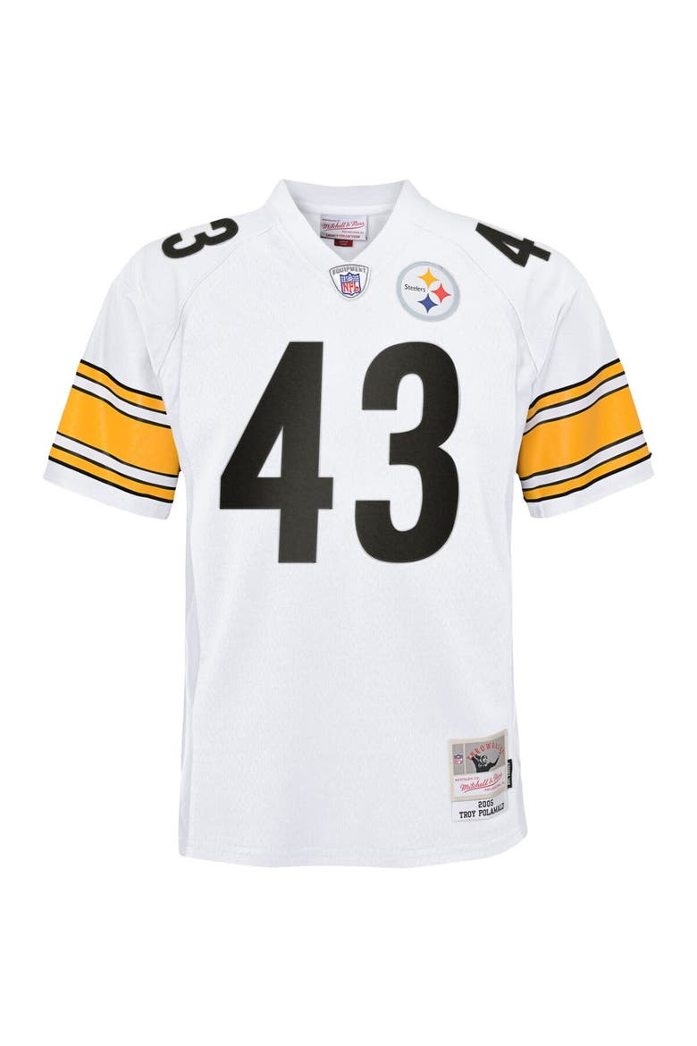 Youth Mitchell & Ness Troy Polamalu White Pittsburgh Steelers 2005 Retired Player Legacy Jersey, Alternate, color, White