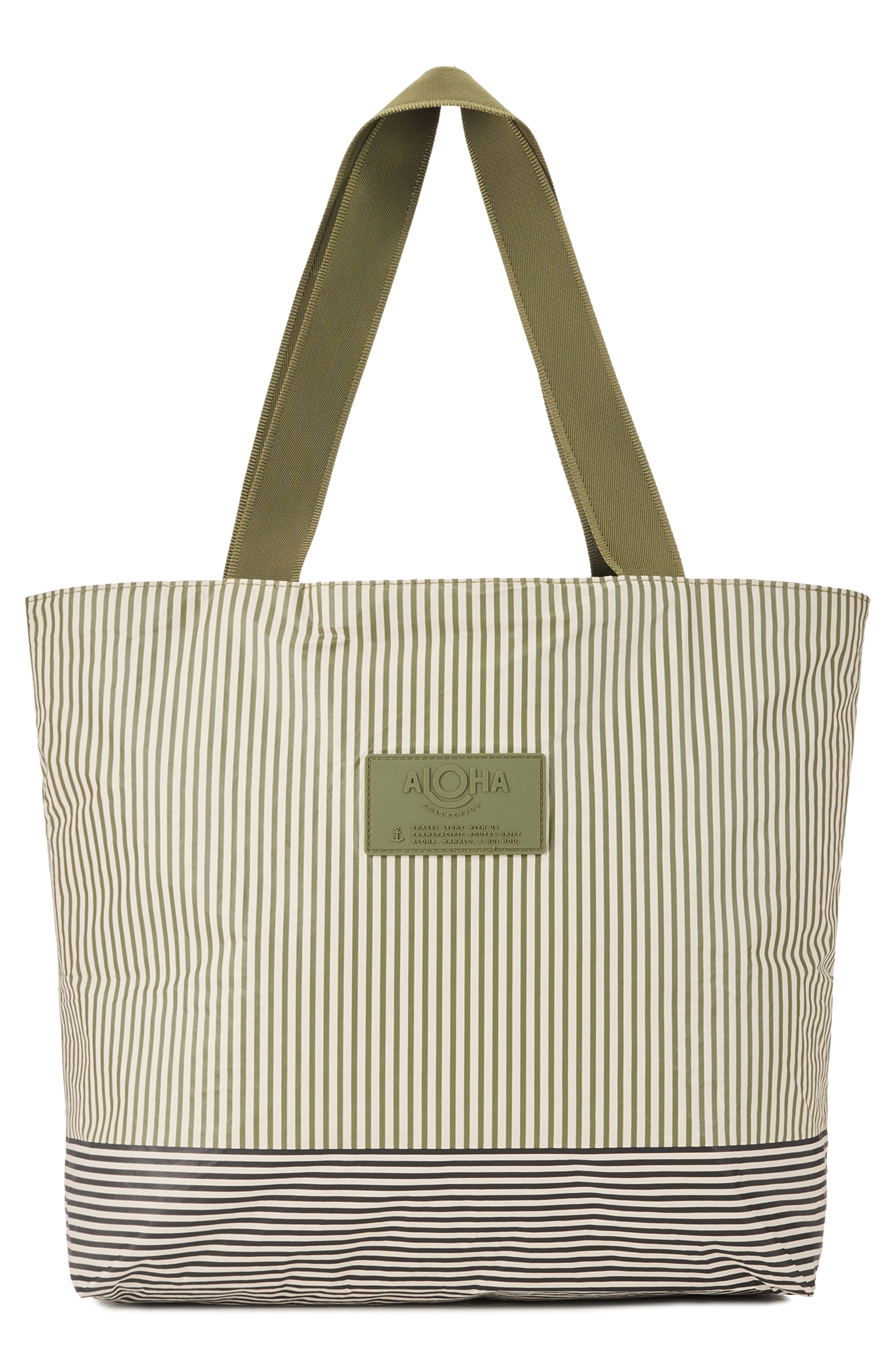 Aloha Collection Day Tripper Cabana Day Water Resistant Tote, Main, color, Olive/ Sandstone