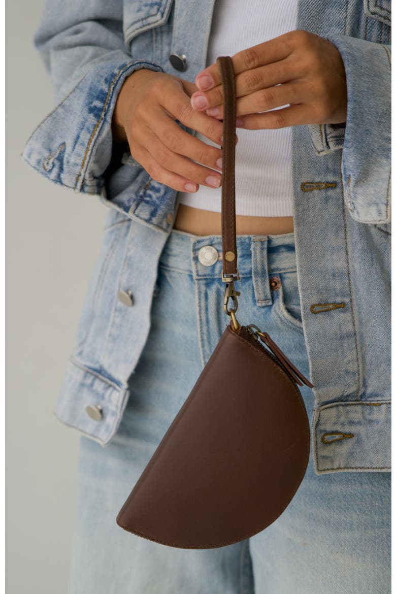 Leather Halfmoon Wallet, Alternate, color, Saddle (dark)