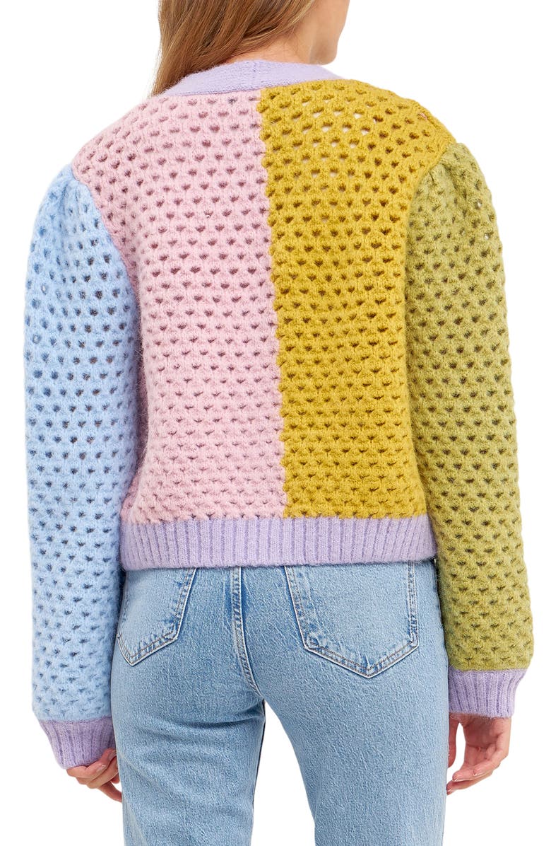 English Factory Contrast Detail Cardigan, Alternate, color, 