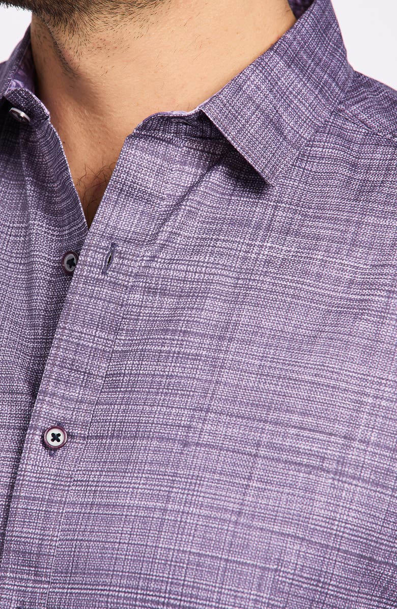 Robert Graham Roth Short Sleeve Cotton Button-Up Shirt, Alternate, color, Lilac