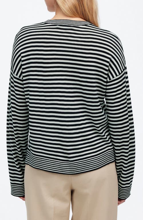 MADEWELL MADEWELL STRIPE MERINO WOOL & SILK CREWNECK SWEATER 