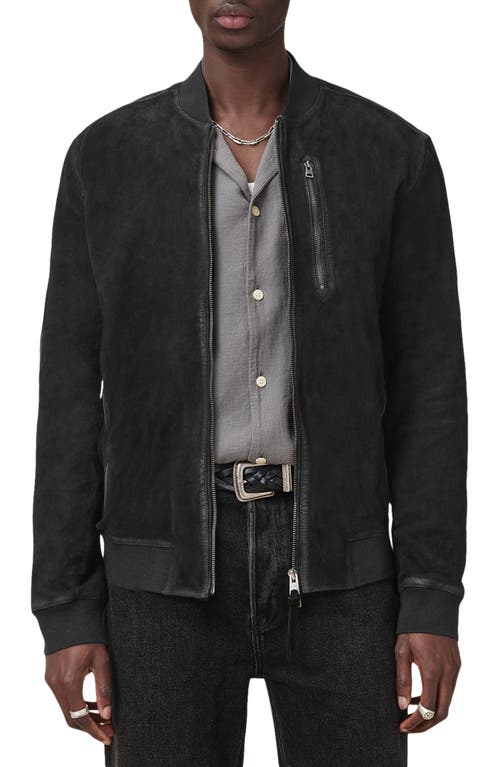 Allsaints Kemble Suede Bomber Jacket In Black
