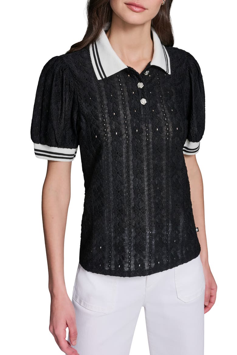Contrast Collar Sweater, Main, color, BLACK