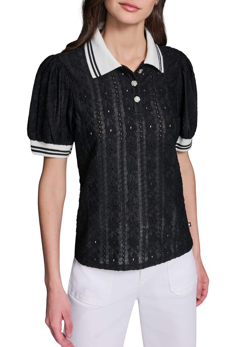 KARL LAGERFELD PARIS Contrast Collar Sweater, Main, color, 