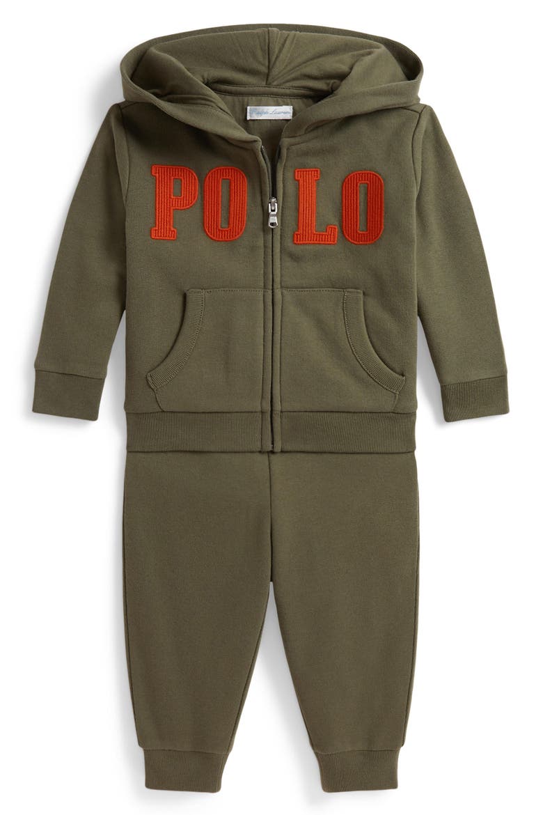 Kids' Polo Hoodie & Joggers Set, Main, color, CRUISE OLIVE
