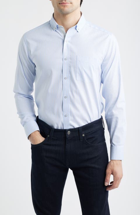 Ovation Stripe Non-Iron Stretch Cotton Button-Up Shirt