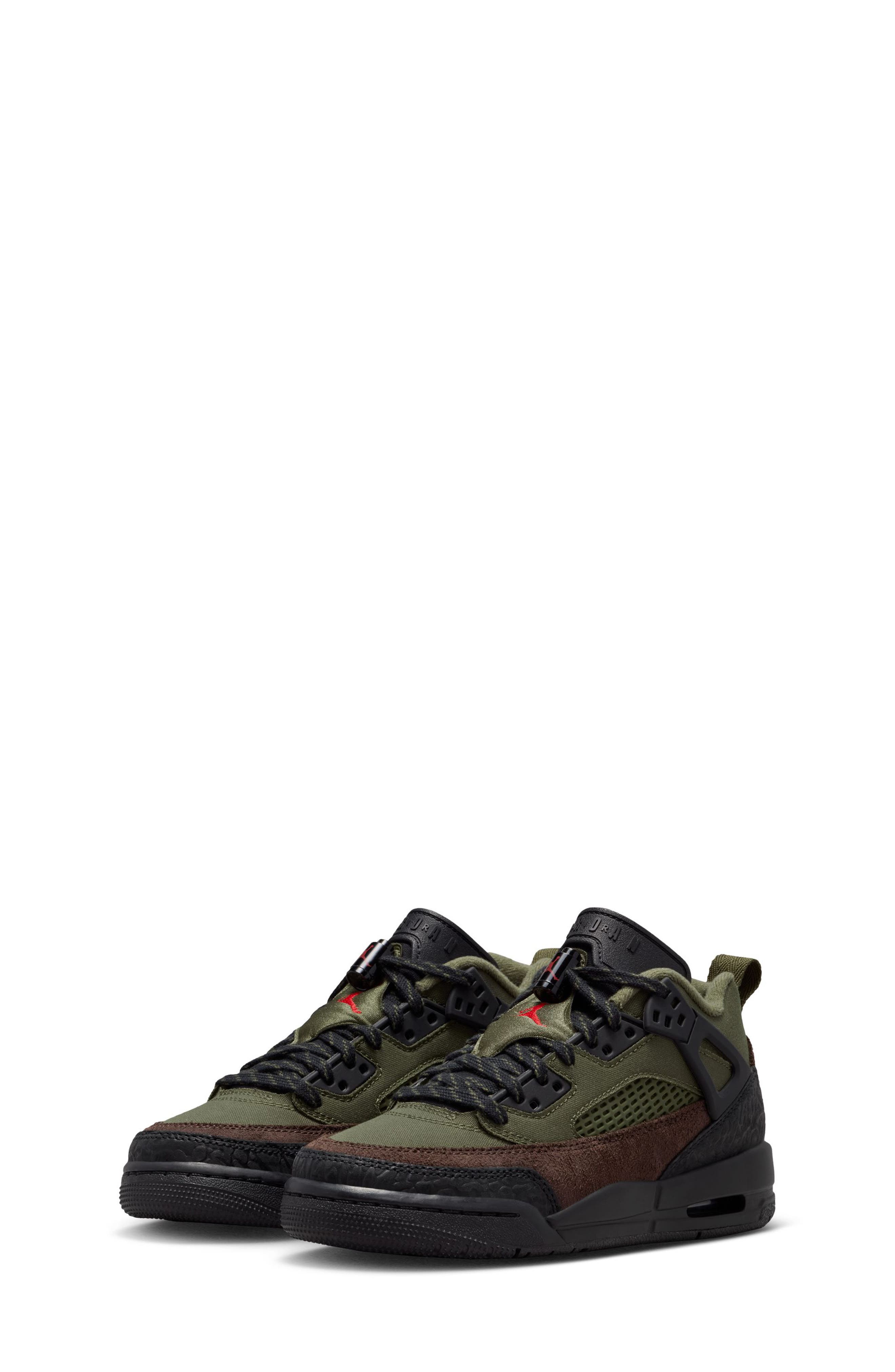Jordan Kids' Spizike Low Sneaker, Alternate, color, Medium Olive/ Red/ Black