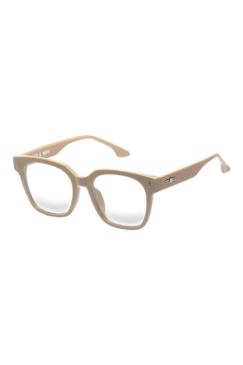 Sage 53mm Round Blue Light Blocking Glasses, Alternate, color, BEIGE/ CLEAR