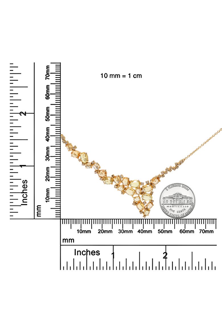 18K Gold 1/2 Cttw Diamond and Sapphire Cluster Station Necklace, Alternate, color, Yellow