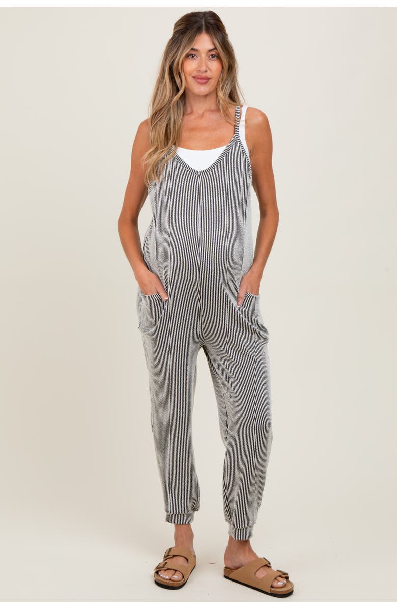 PinkBlush Ribbed Sleeveless Jumpsuit, Main, color, Black